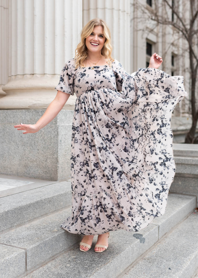 High waisted floral dress