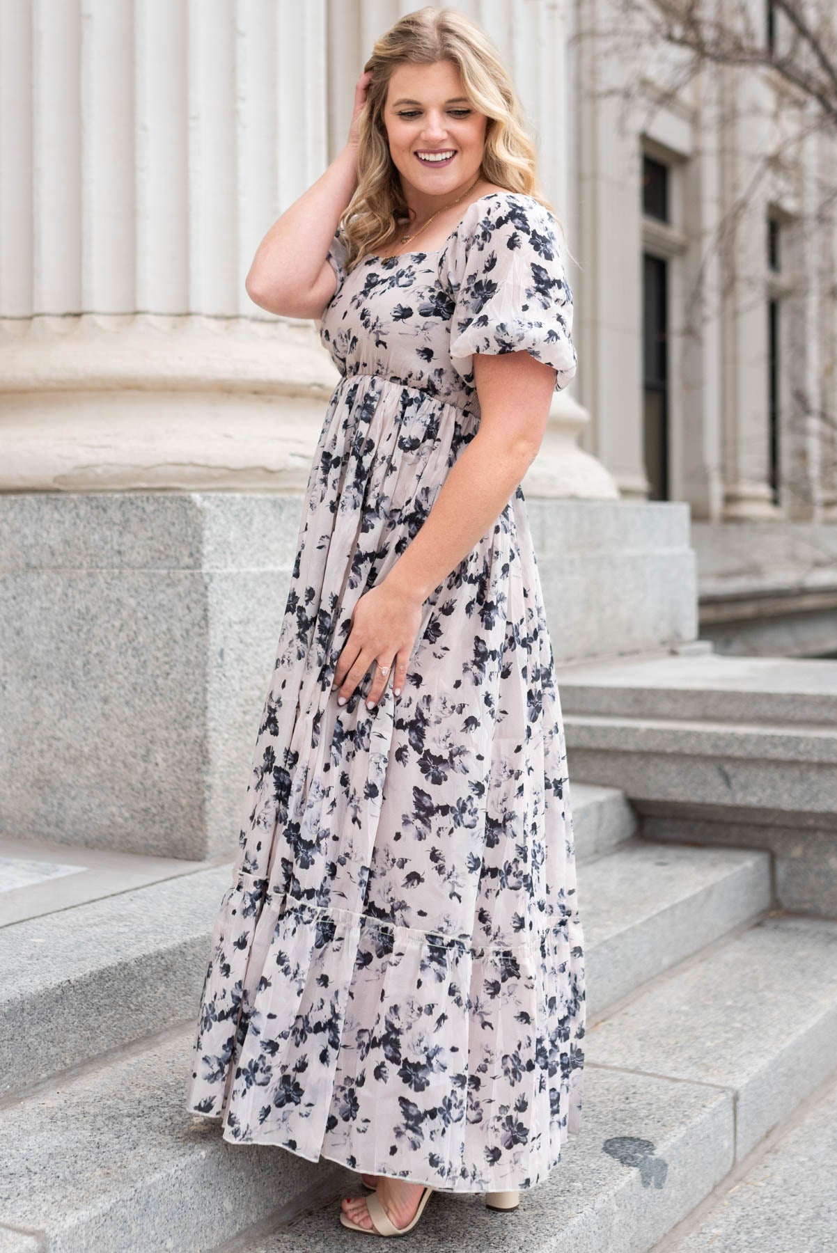 Side view of a floral dress