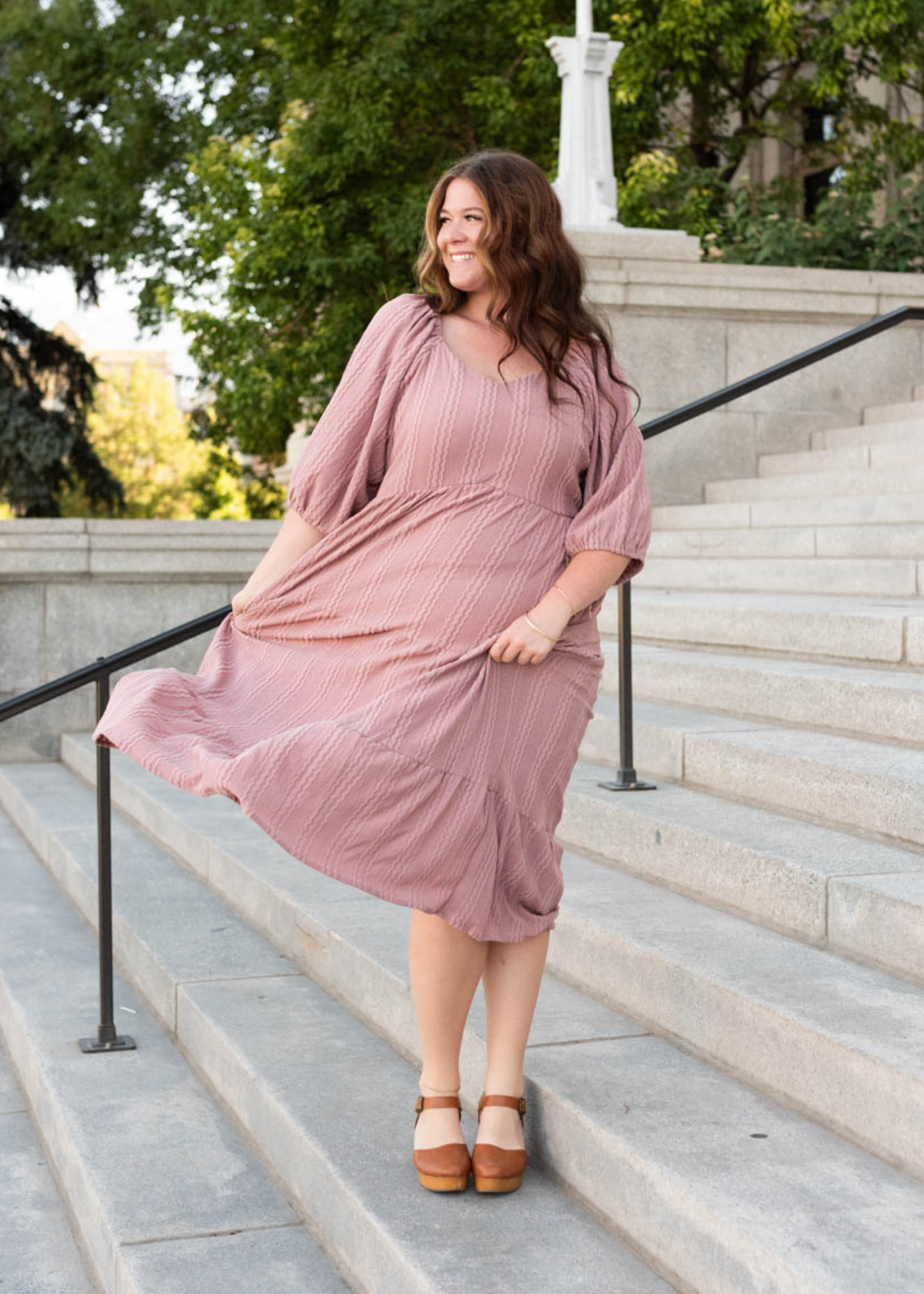 Plus size dusty mavue textured dress