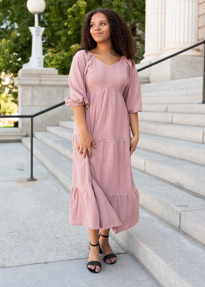 Dusty mauve textured dress