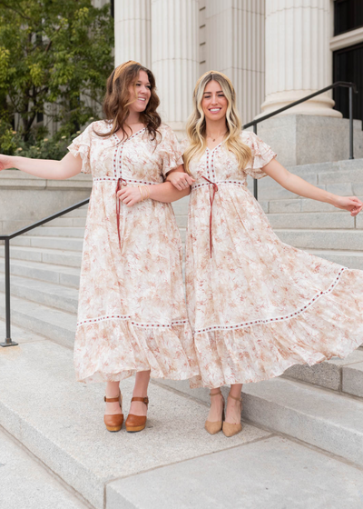 Pascal Burgundy Floral Lace Dress