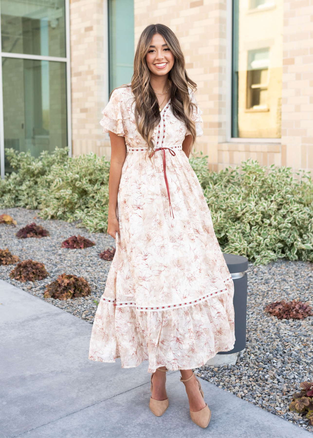 Short sleeve burgundy floral lace dress