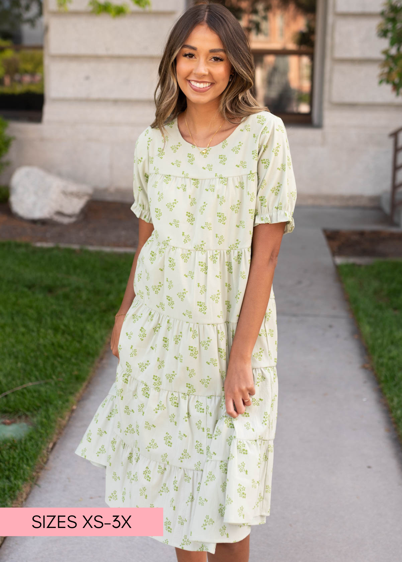 Green tiered dress