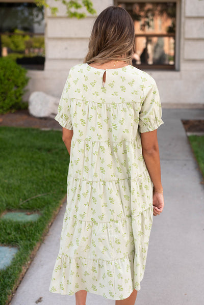 Back view of the green tiered dress