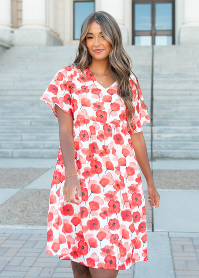 Short sleeve poppi flower dress