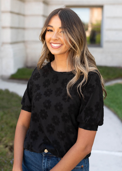 Black floral top