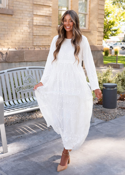 White floral maxi dress