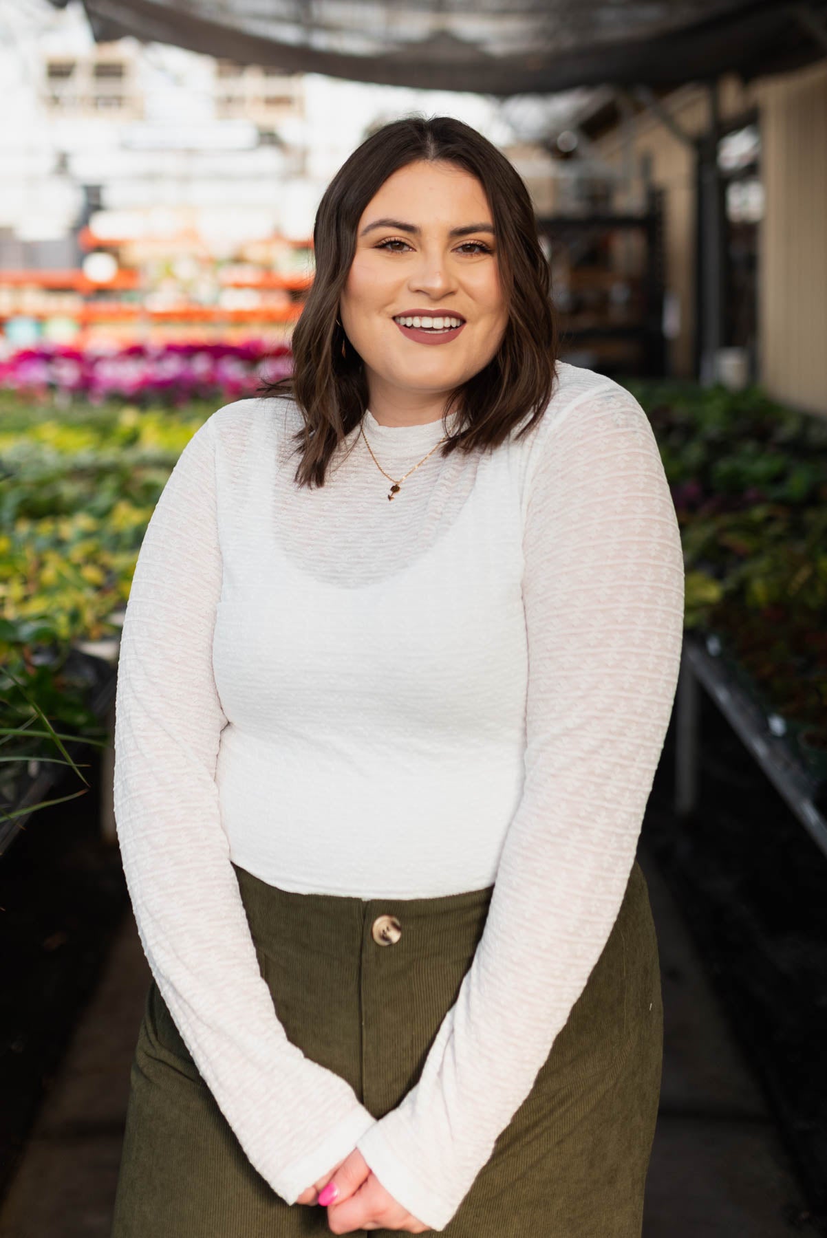 Plus size white floral stretch lace top