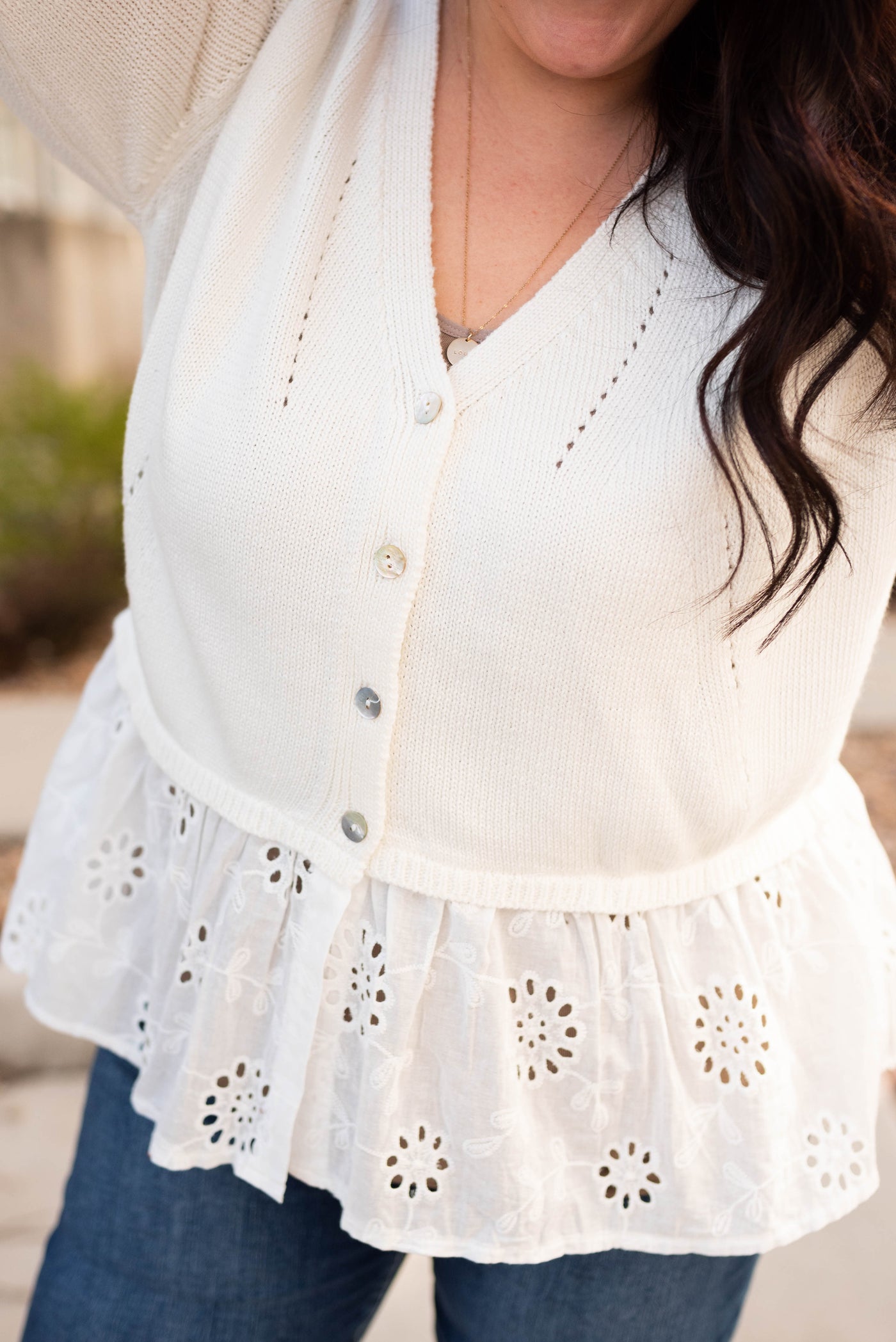 Plus size off white cardigan