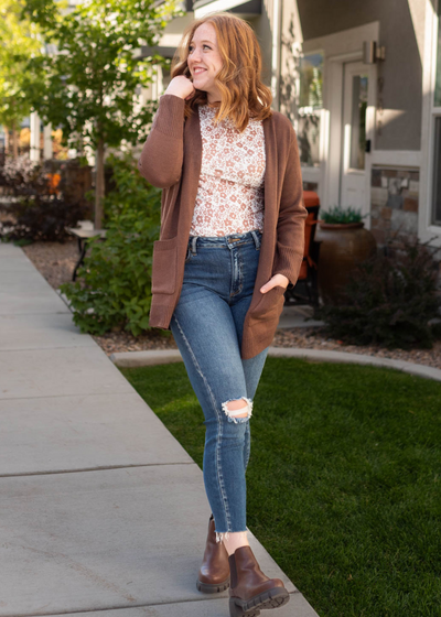 Long sleeve chocolate cardigan