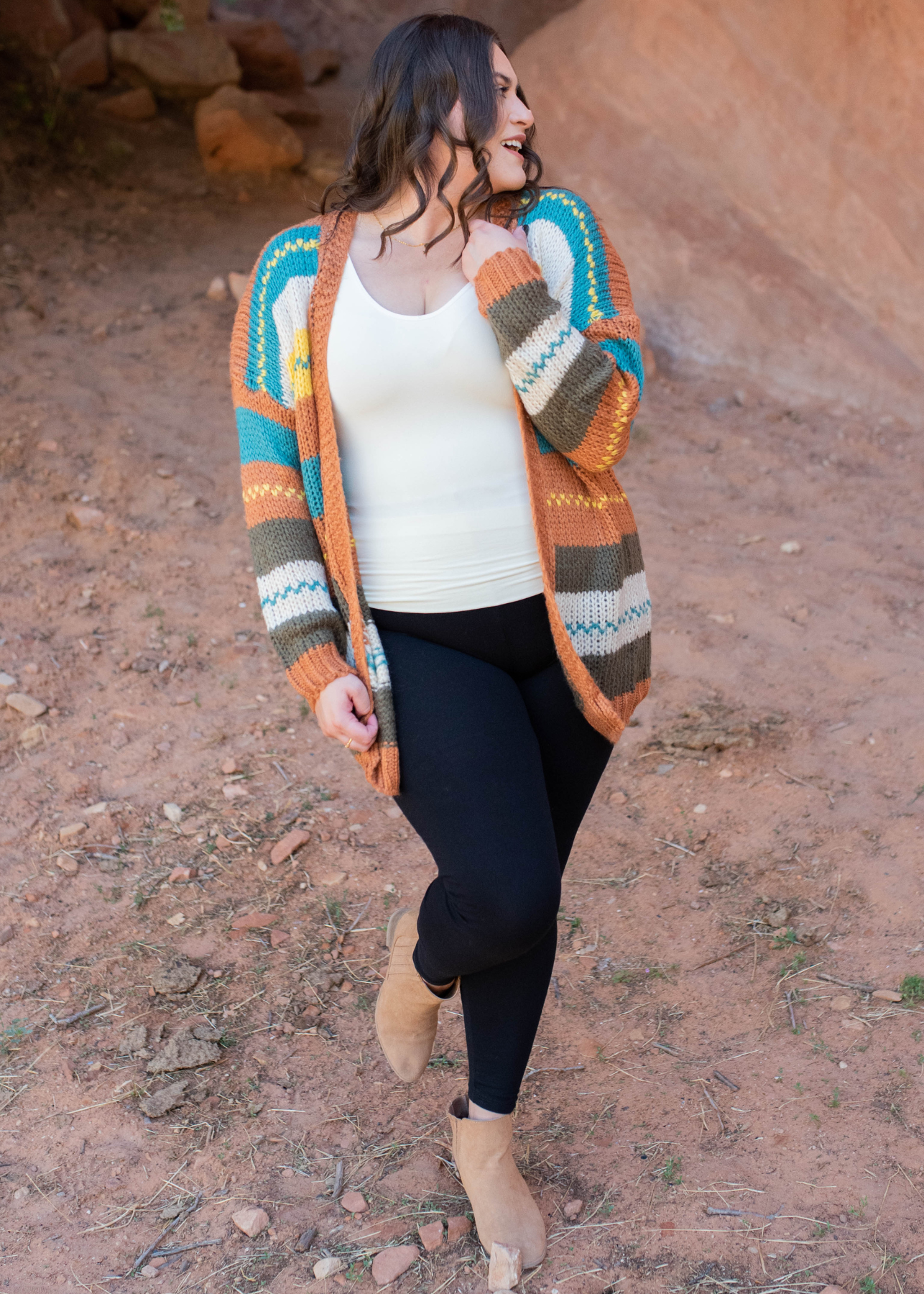 Ricki Color Block Rust Cardigan