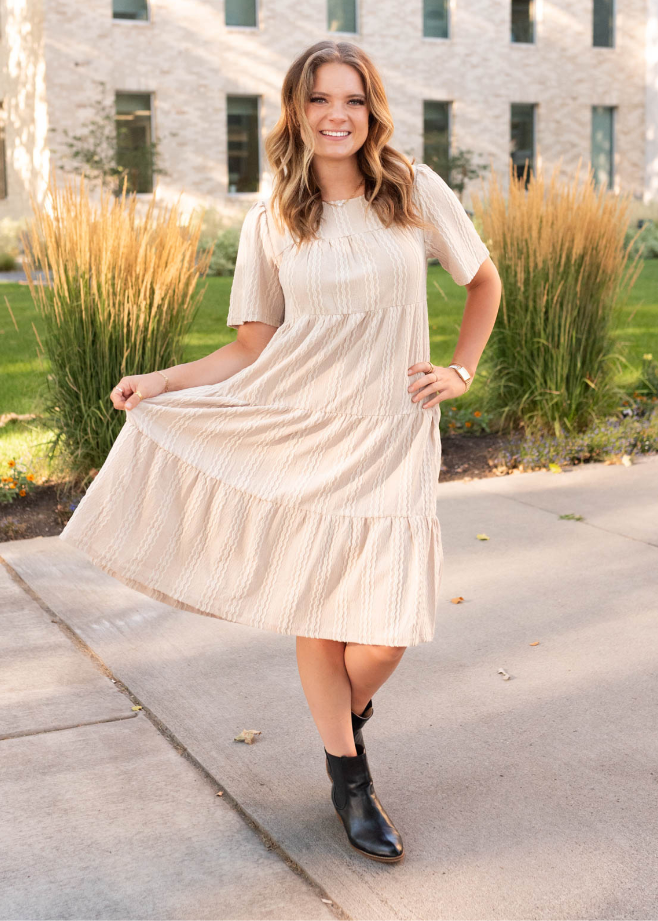 Tan textured dress