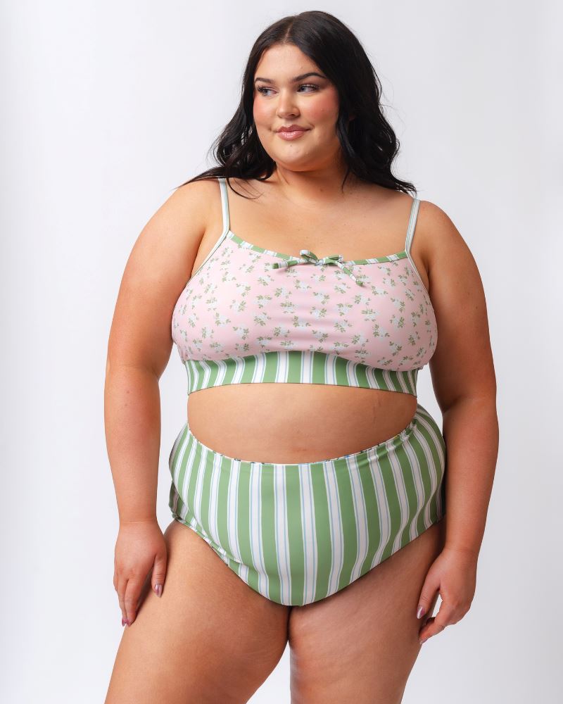 Somerset Floral/ Basil Stripe Reversible Ultra High-Waist Bottom