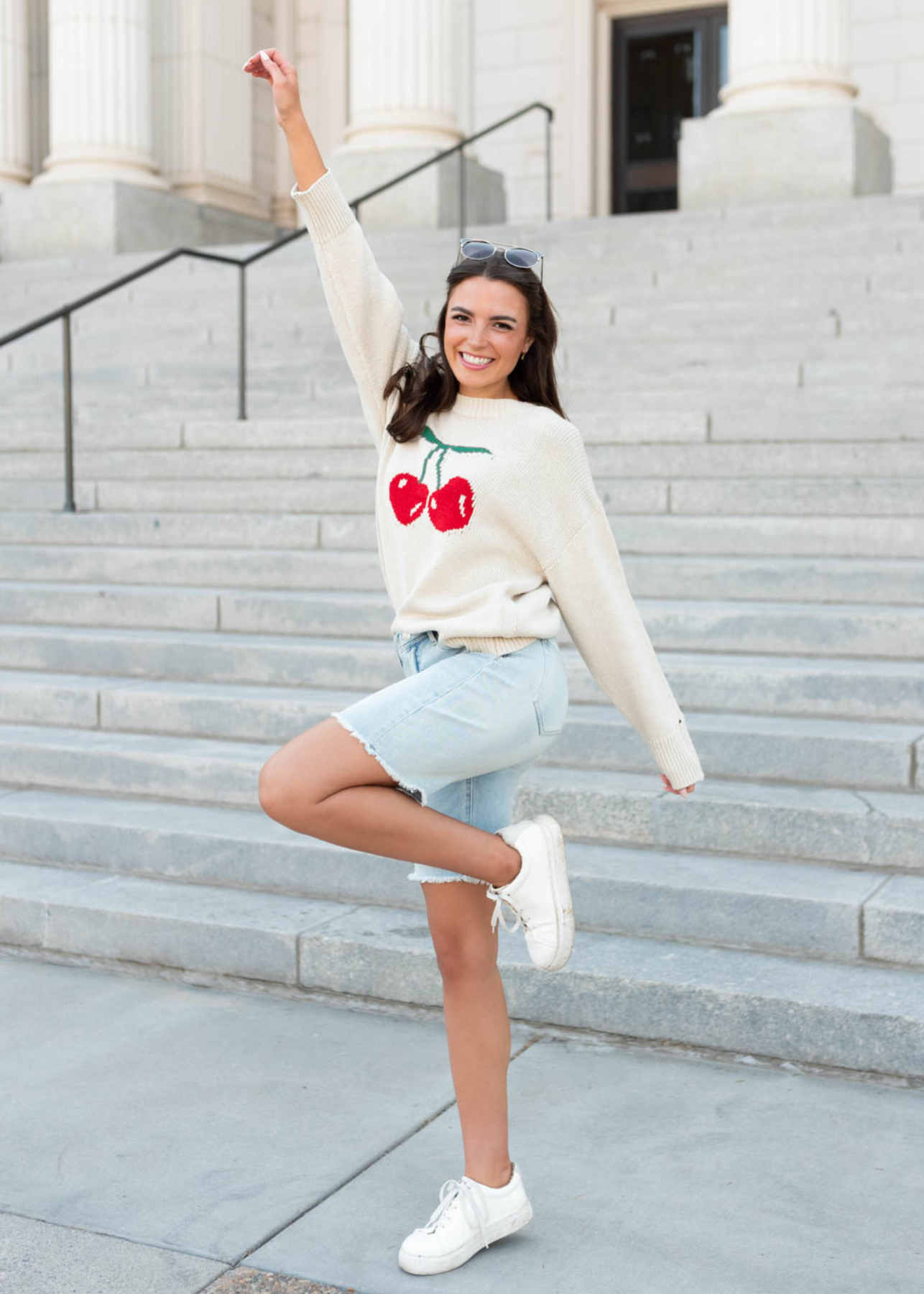 Oatmeal cherry sweater