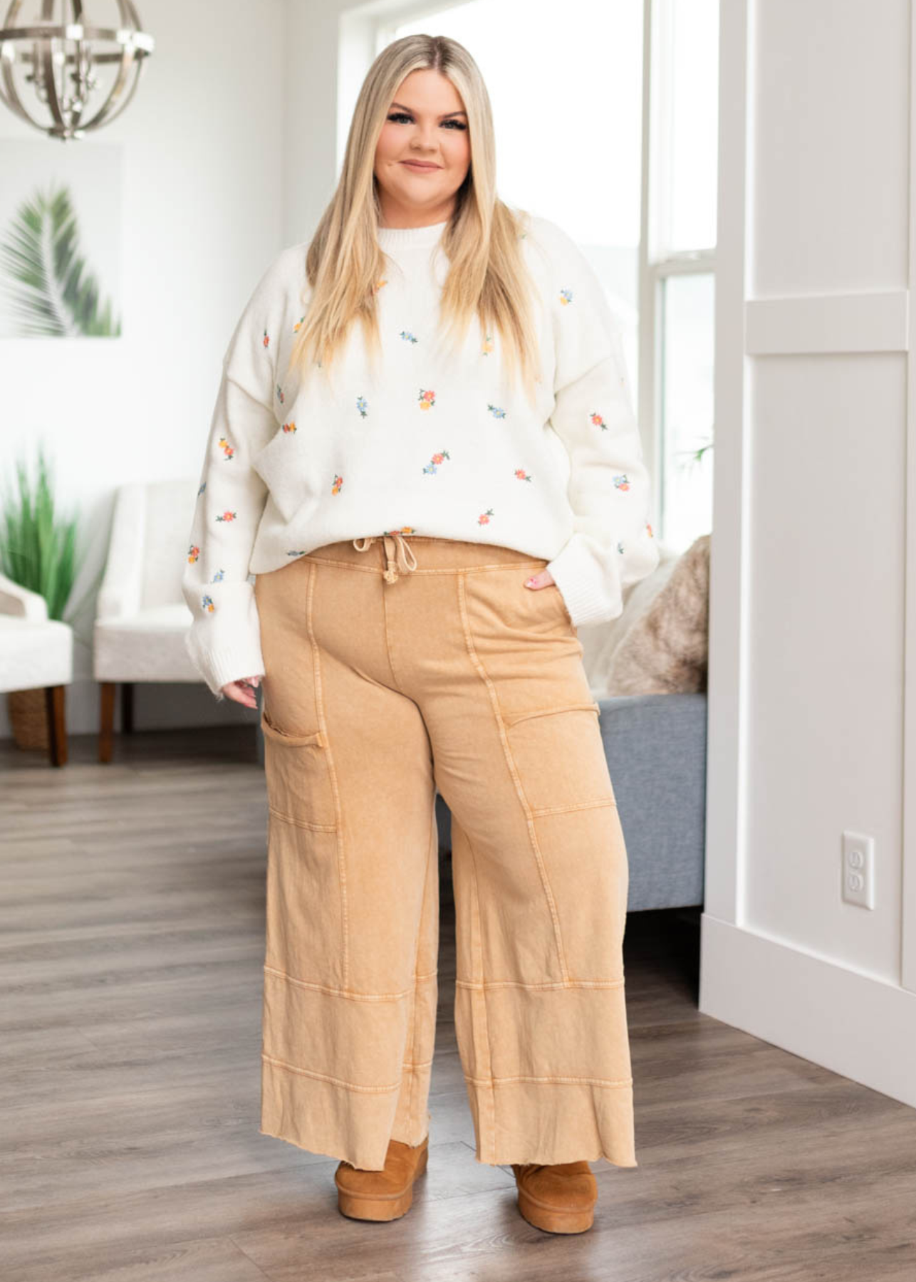 Plus size camel pants