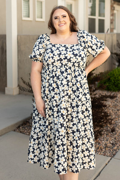 Square neck plus size ivory dress