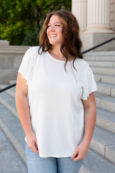 Plus size off white textured top