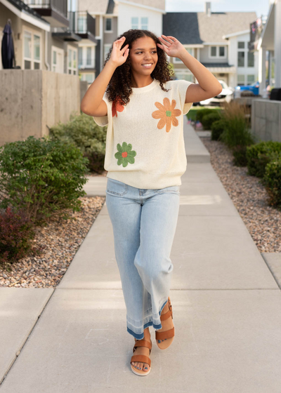 Sawyer Cream Floral Sweater Vest