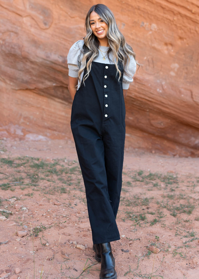 Button up black jumpsuit