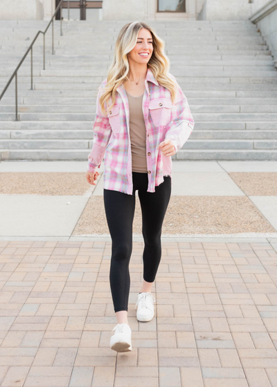 Sharla Pink Plaid Shacket