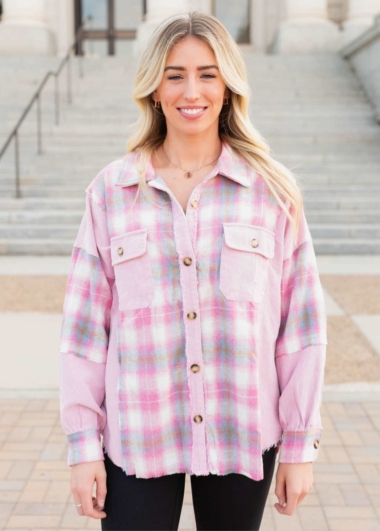 Sharla Pink Plaid Shacket