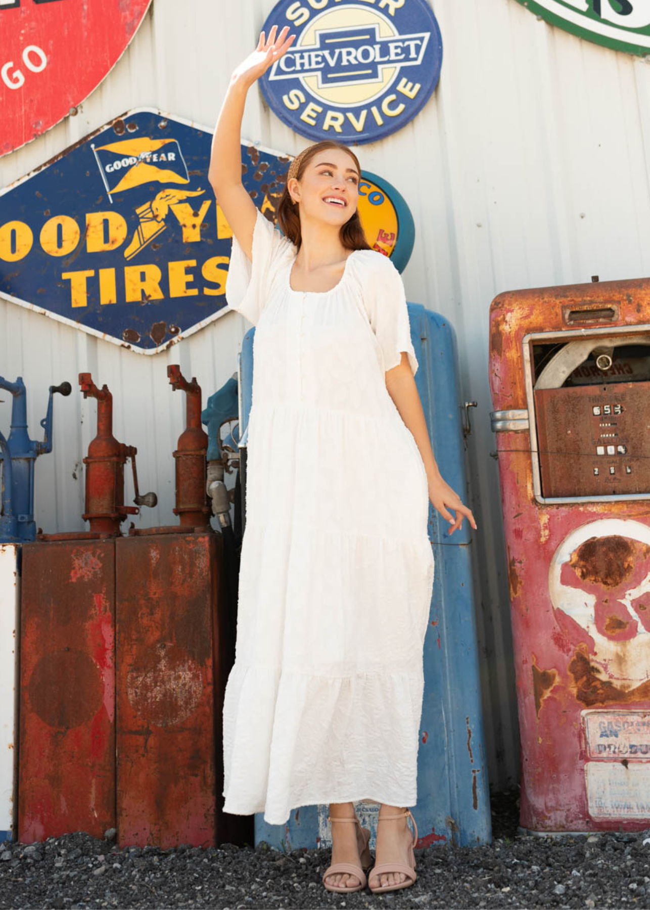 White woven pattern dress