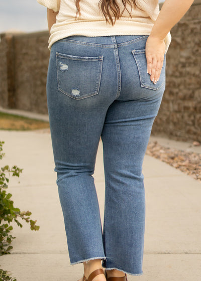 Back view of plus size denim jeans