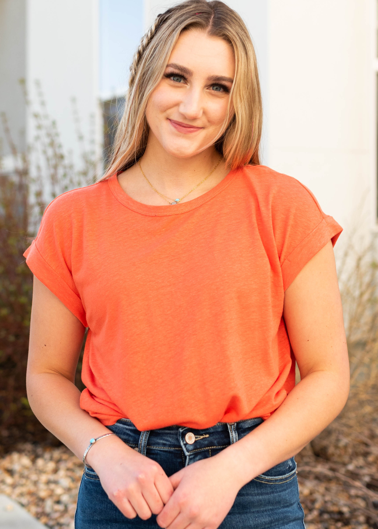 Poppy linen top with short sleeves