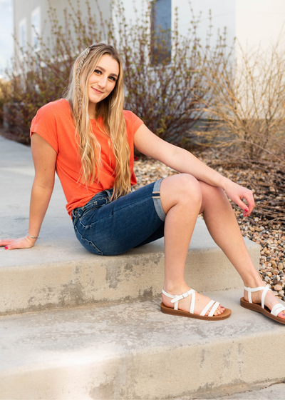 Short sleeve poppy linen top