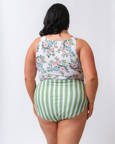 Somerset Floral/ Basil Stripe Reversible Ultra High-Waist Bottom