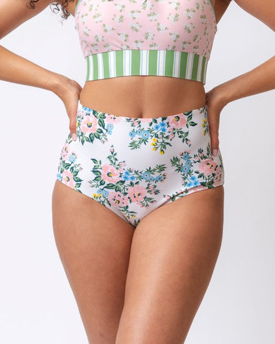 Somerset Floral/ Basil Stripe Reversible Ultra High-Waist Bottom