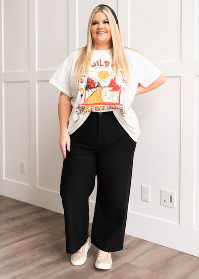 Plus size wide leg black pants