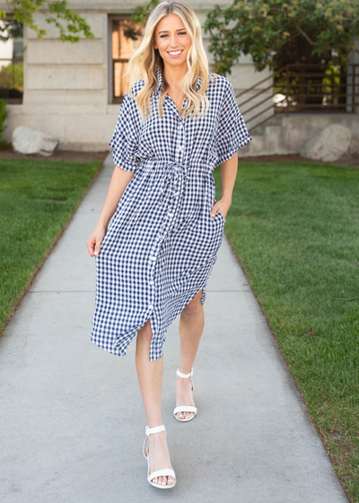 Navy plaid dress