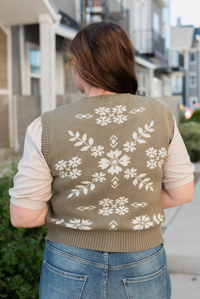 Sydney Light Olive Floral Sweater Vest