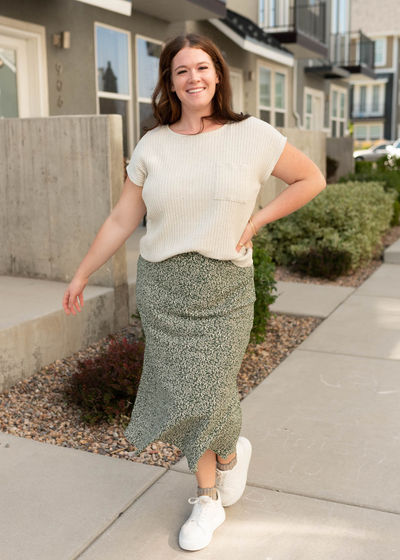 Taycee Green Floral Skirt