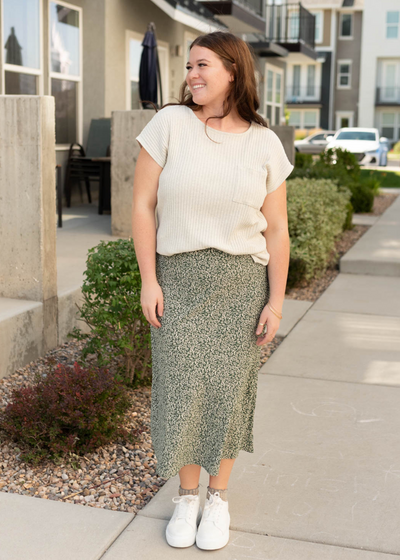 Green floral skirt