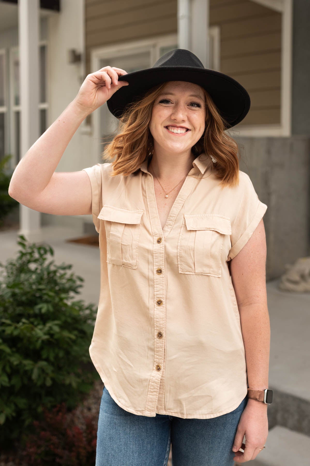 Button up khaki top