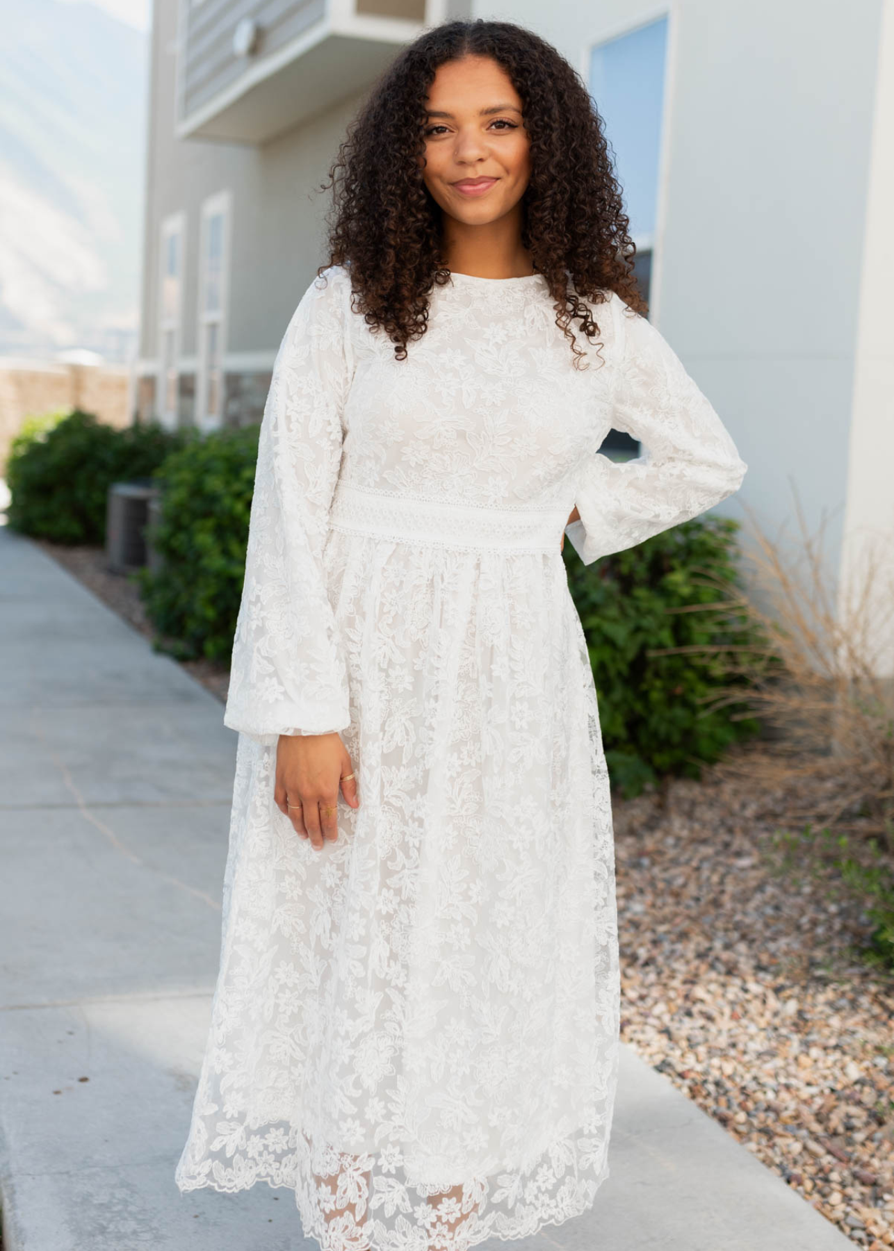 Teryn White Floral Embroidered Dress