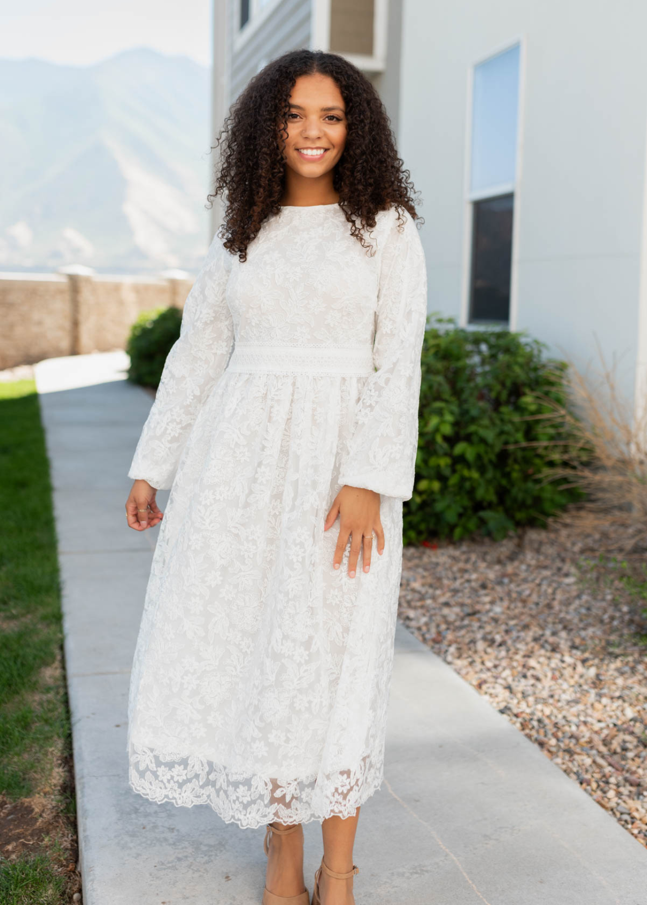 White floral embroidered dress