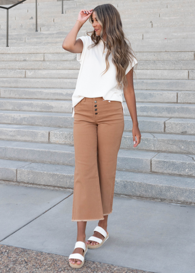 Camel wide leg pants