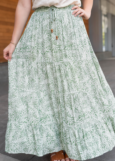 Tiered green leaf skirt