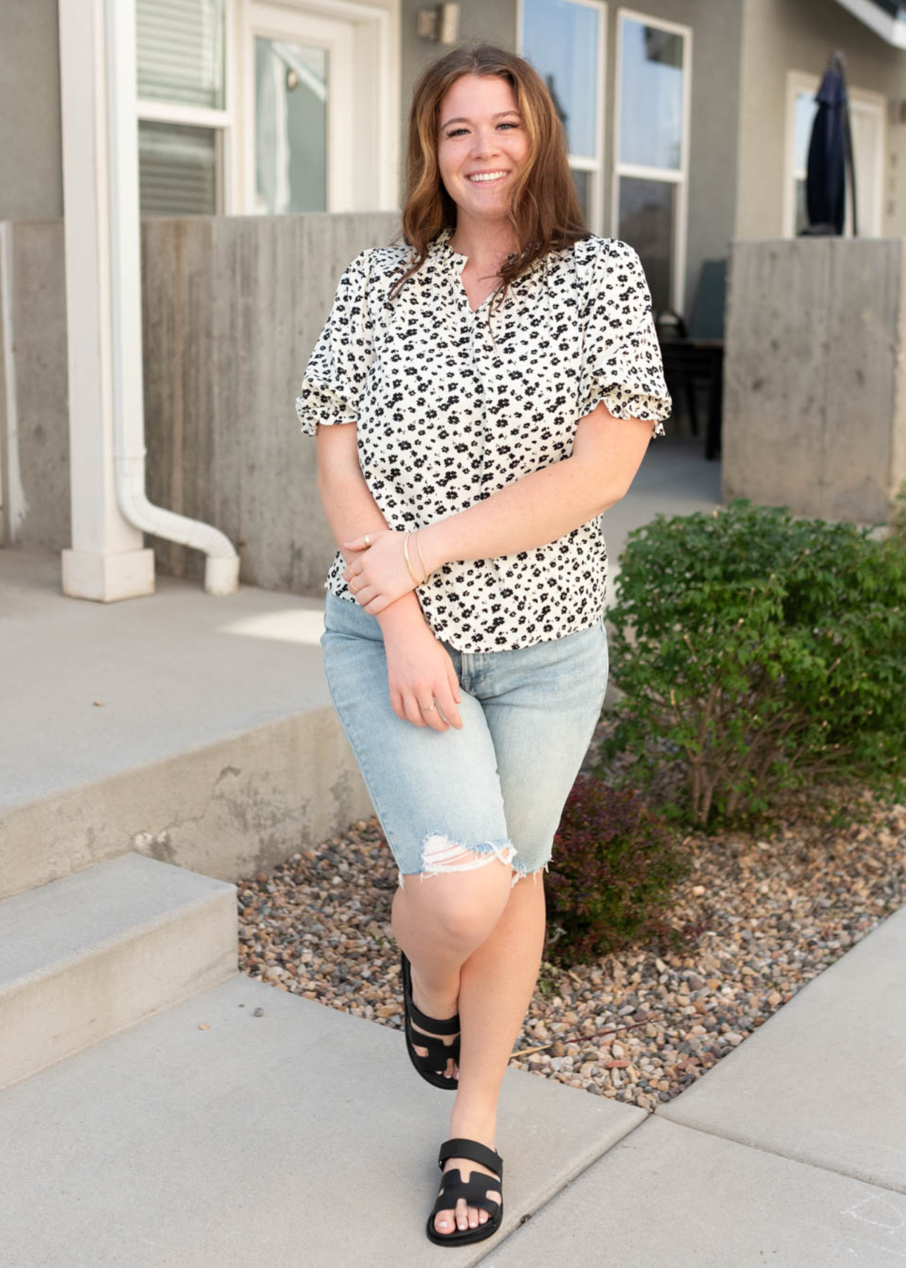 Plus size black floral top