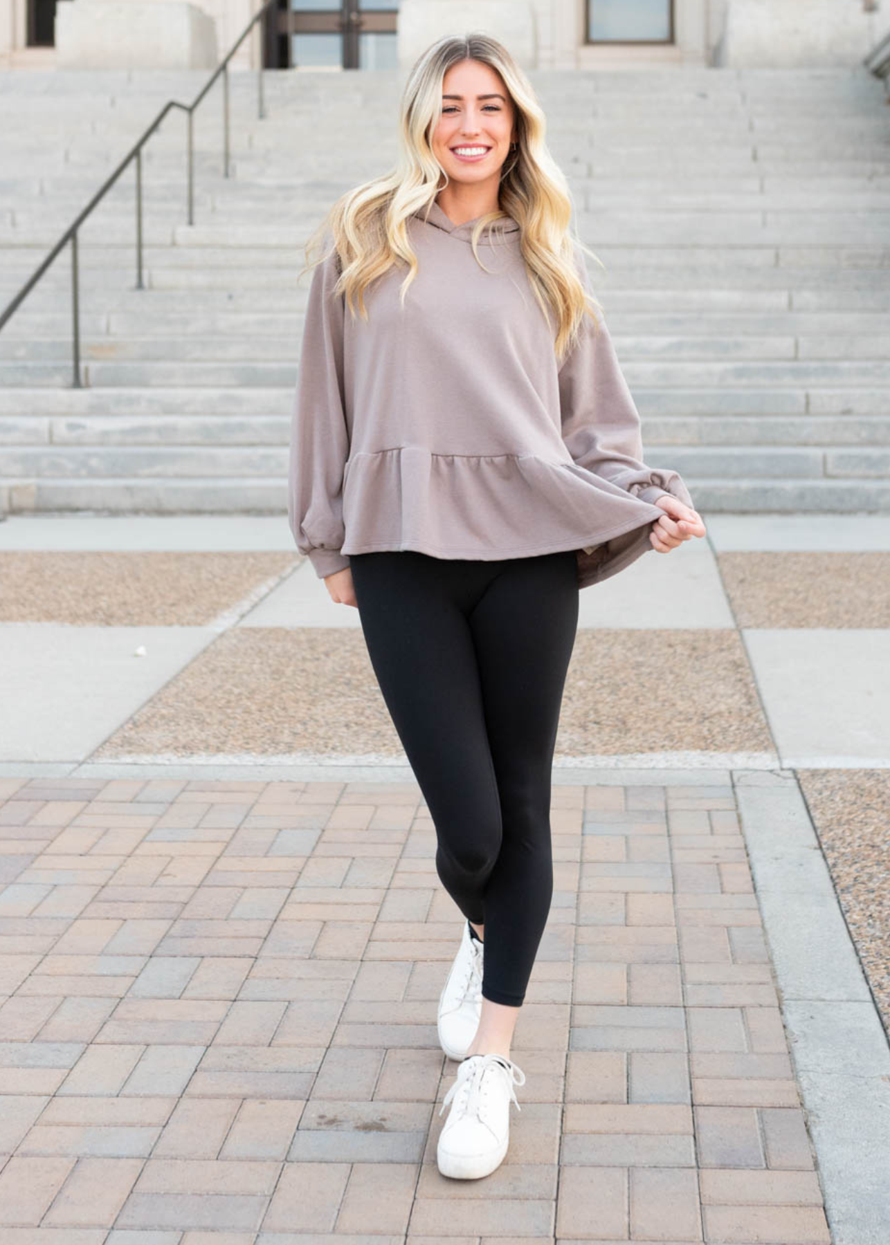 Vallie Mocha Ruffle Pullover