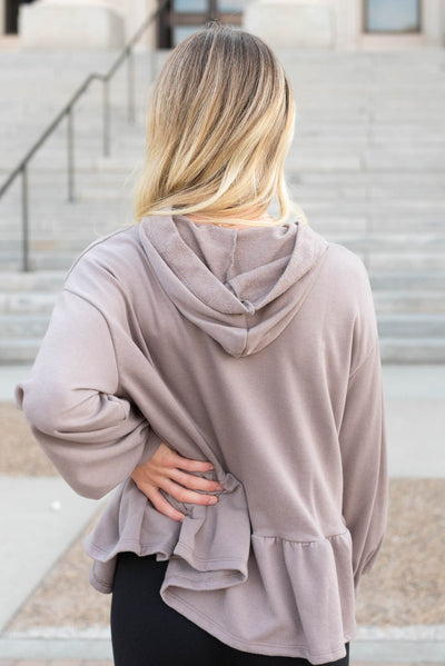 Vallie Mocha Ruffle Pullover