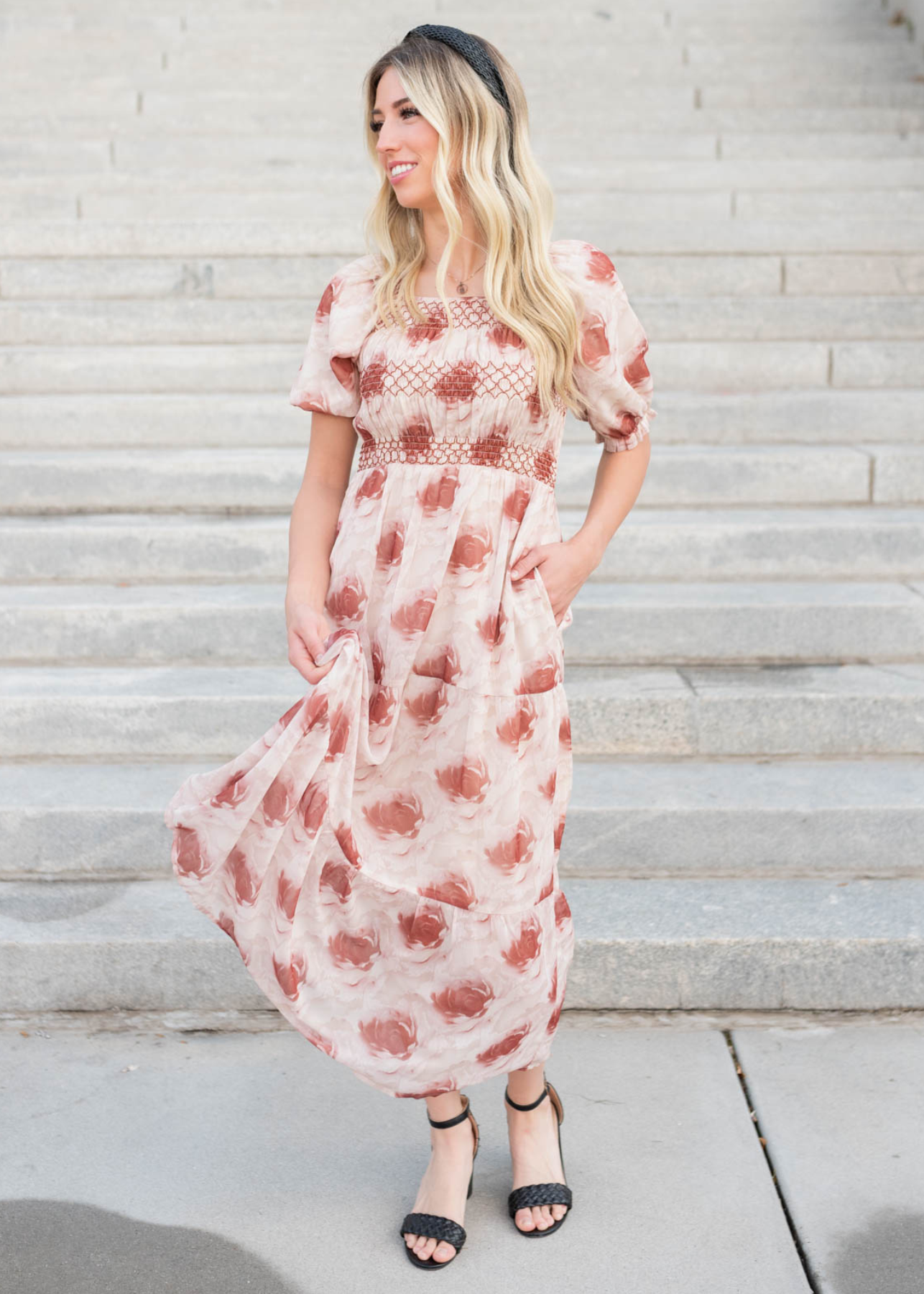 Rose floral tiered dress