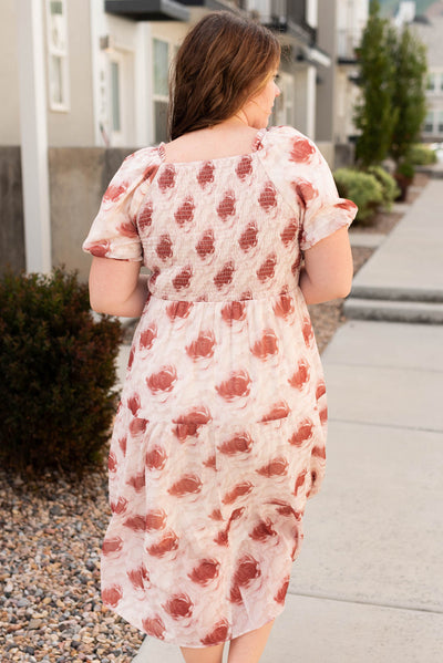 Back view of the rose floral tiered dress