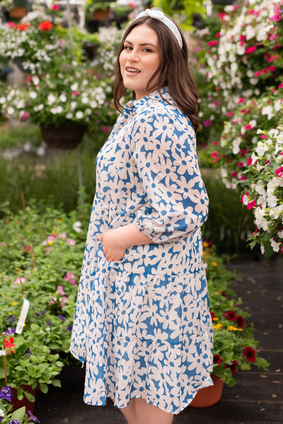 Zoe Blue Floral Button Up Dress