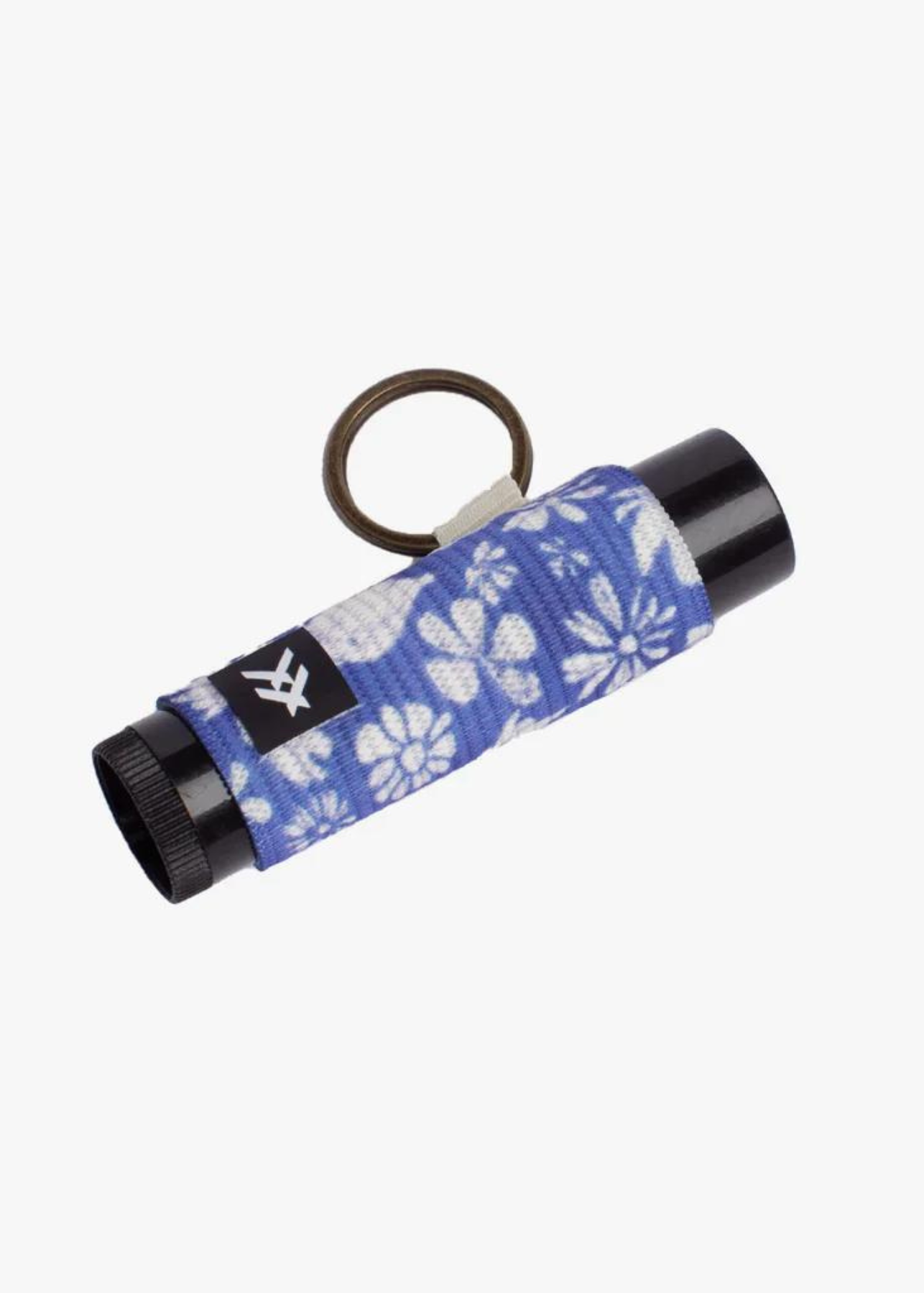 Royal blue white flower print Chapstick holder.