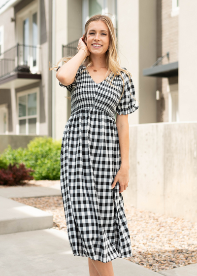 Black gingham dress