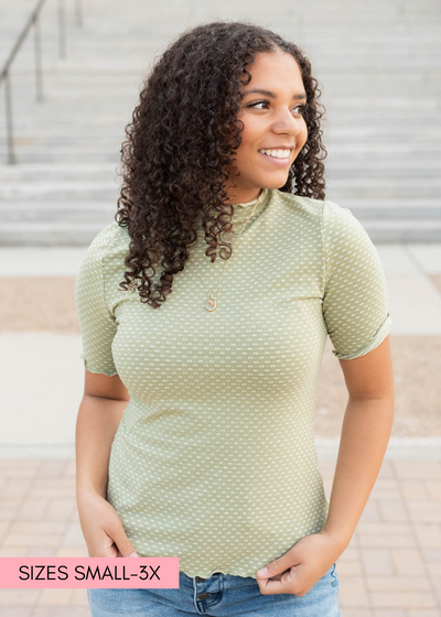 Idelle Olive Dot Texture Top